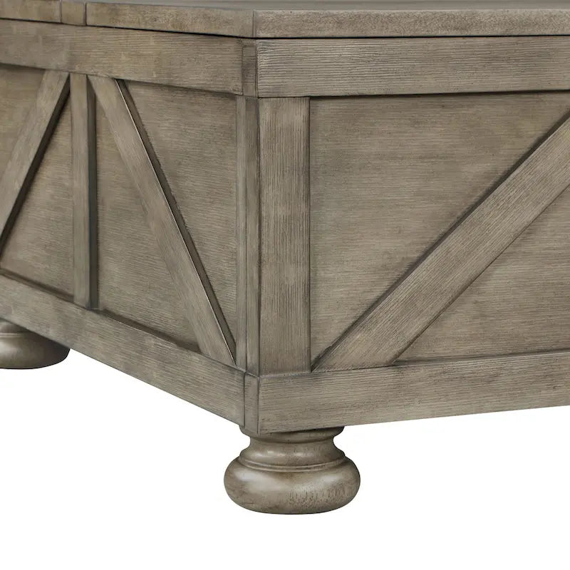 Table basse relevable de rangement de ferme gris antique/noir pour 1 personne
