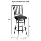 Tabouret de bar/comptoir pivotant noir et bronze, 1 place