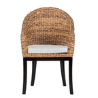 Chaise d'appoint en rotin marron multi-tons avec coussin crème, une seule