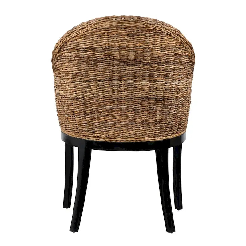 Chaise d'appoint en rotin marron multi-tons avec coussin crème, une seule