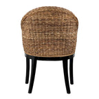 Chaise d'appoint en rotin marron multi-tons avec coussin crème, une seule