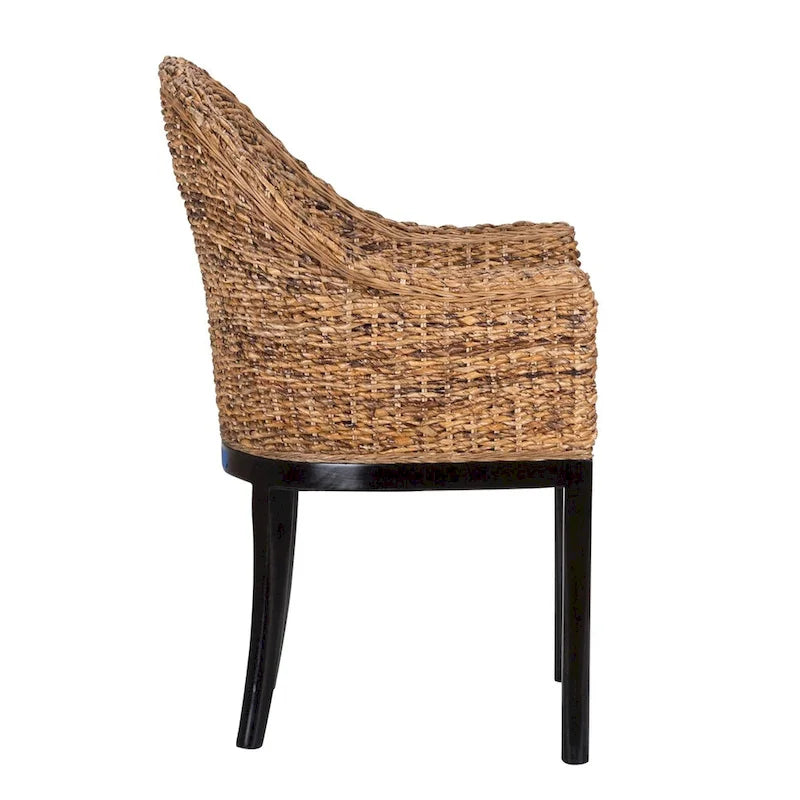 Chaise d'appoint en rotin marron multi-tons avec coussin crème, une seule