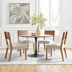 Chaise de salle à manger en similicuir et lin marron/beige, lot de 2