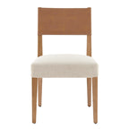 Chaise de salle à manger en similicuir et lin marron/beige, lot de 2