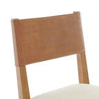 Chaise de salle à manger en similicuir et lin marron/beige, lot de 2