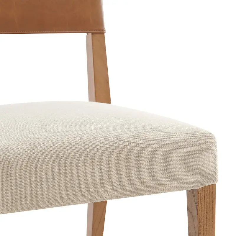 Chaise de salle à manger en similicuir et lin marron/beige, lot de 2