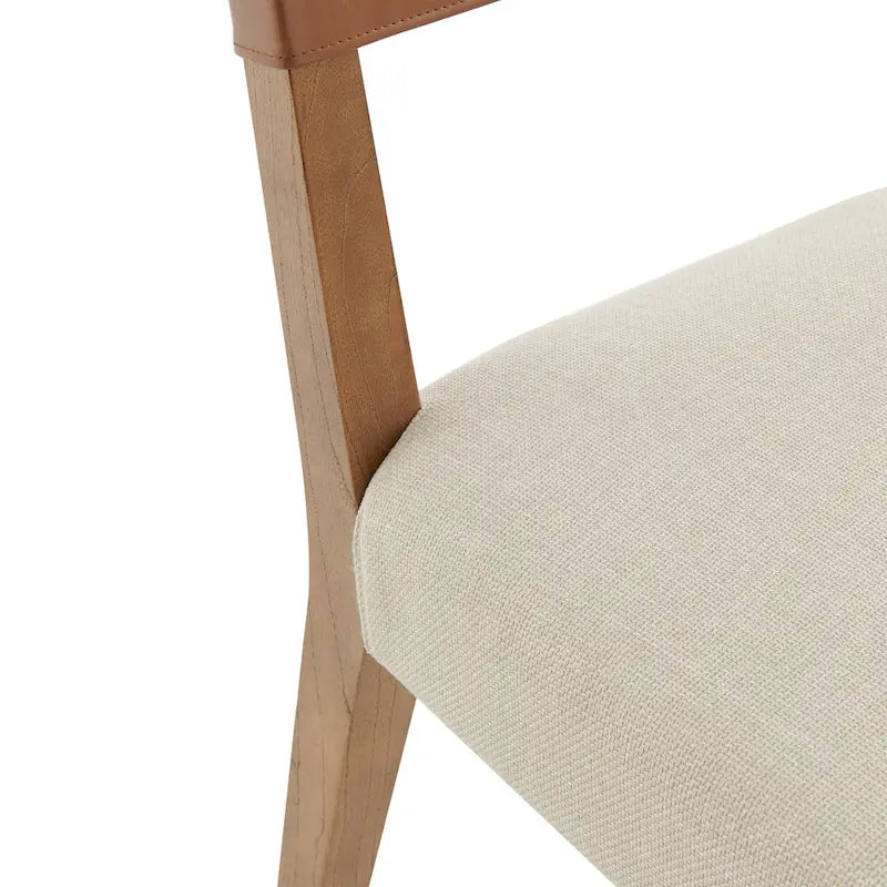 Chaise de salle à manger en similicuir et lin marron/beige, lot de 2
