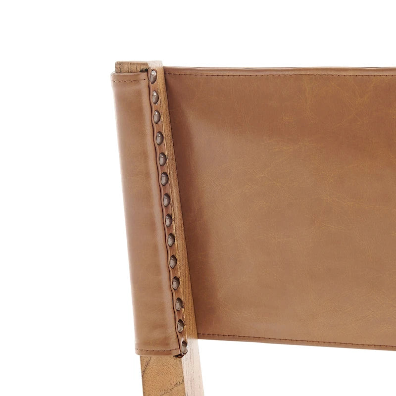 Chaise de salle à manger en similicuir et lin marron/beige, lot de 2