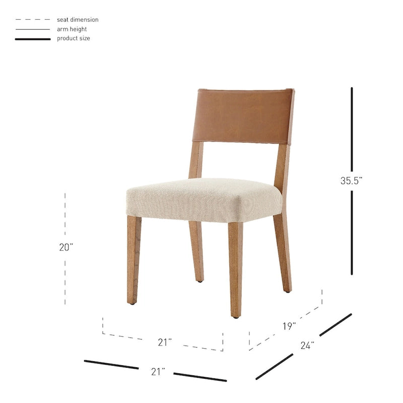 Chaise de salle à manger en similicuir et lin marron/beige, lot de 2