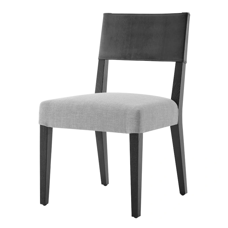 Chaise de salle à manger en similicuir et lin marron/beige, lot de 2