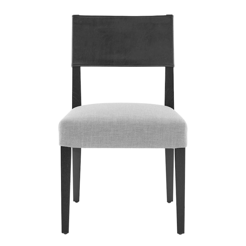 Chaise de salle à manger en similicuir et lin marron/beige, lot de 2