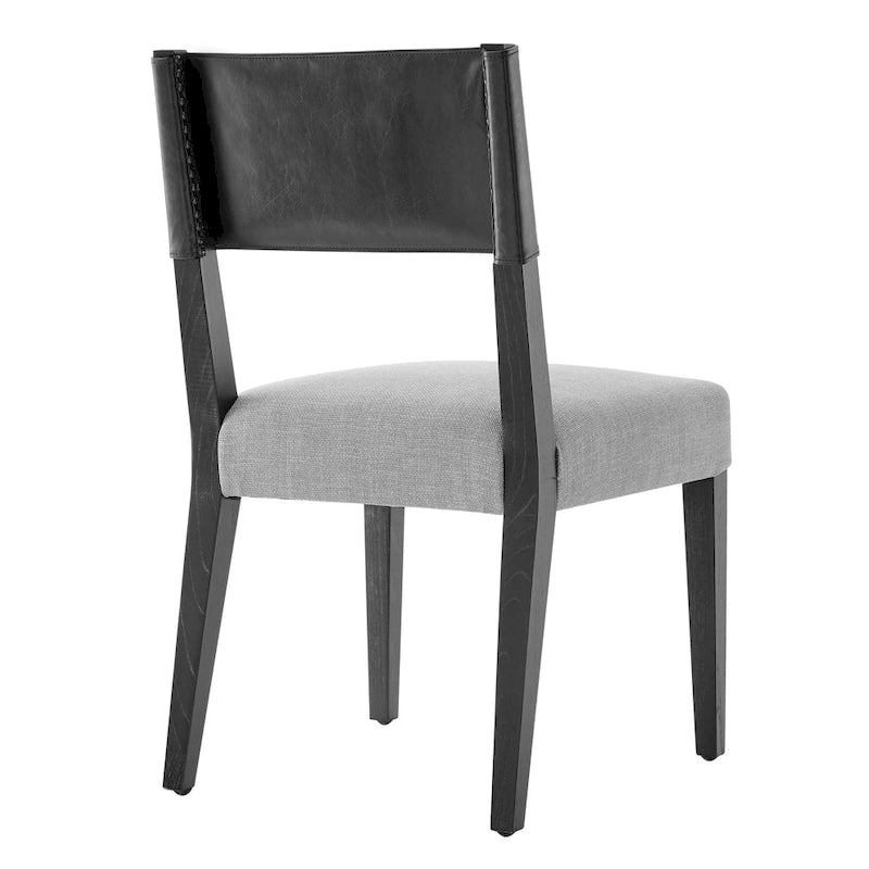 Chaise de salle à manger en similicuir et lin marron/beige, lot de 2