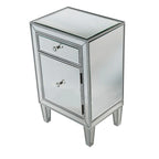 Table de chevet à 1 tiroir, miroir argent/or/blanc, usage individuel