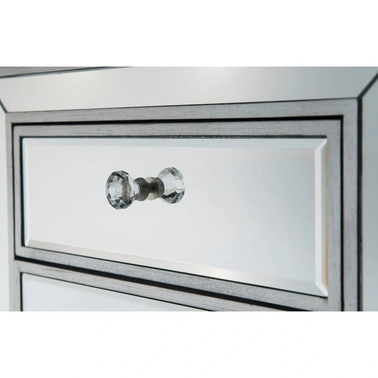 Table de chevet à 1 tiroir, miroir argent/or/blanc, usage individuel