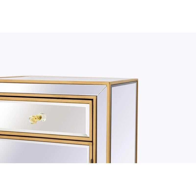 Table de chevet à 1 tiroir, miroir argent/or/blanc, usage individuel