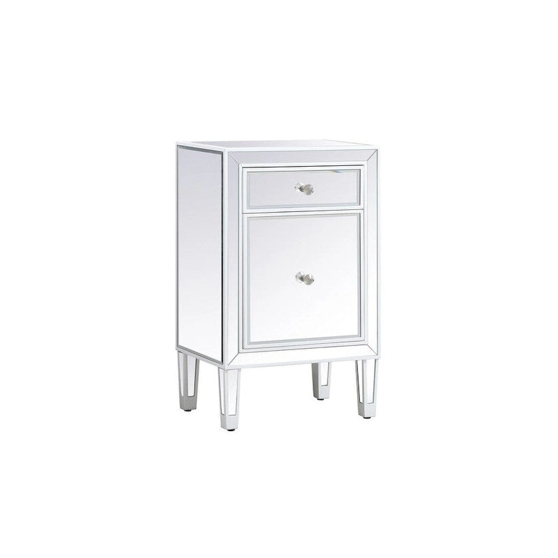 Table de chevet à 1 tiroir, miroir argent/or/blanc, usage individuel