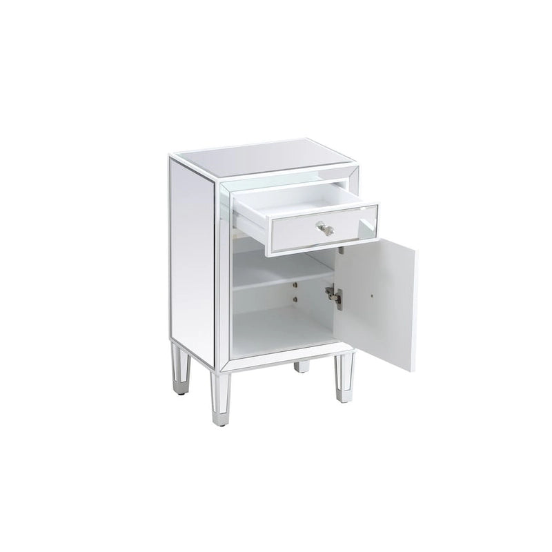 Table de chevet à 1 tiroir, miroir argent/or/blanc, usage individuel