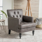 Fauteuil de club en microfibre gris-brun/ardoise, une place