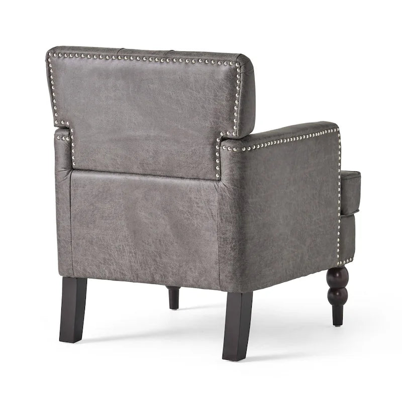 Fauteuil de club en microfibre gris-brun/ardoise, une place