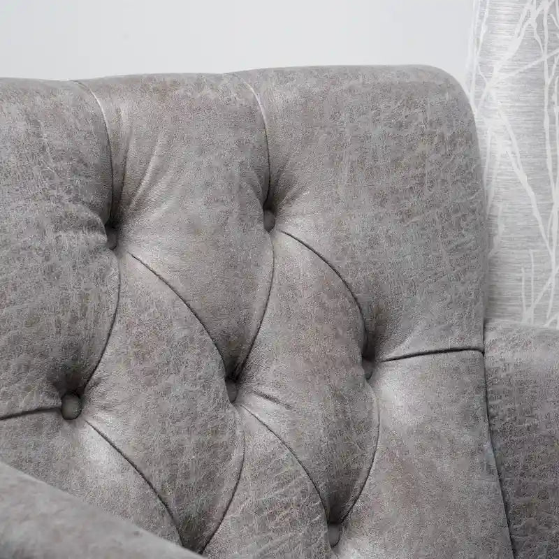Fauteuil de club en microfibre gris-brun/ardoise, une place