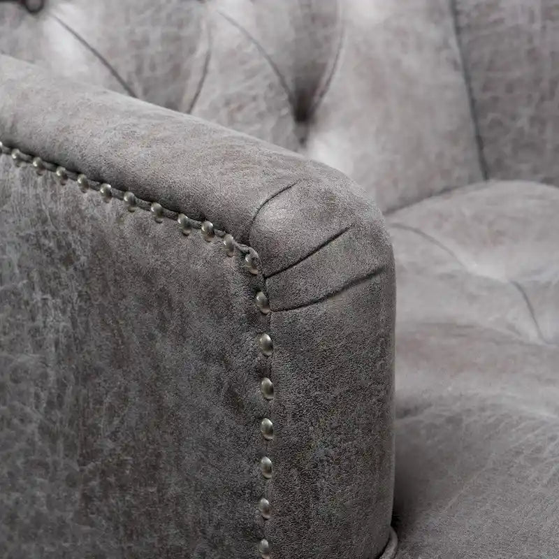 Fauteuil de club en microfibre gris-brun/ardoise, une place