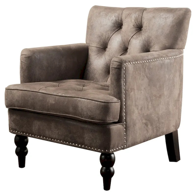 Fauteuil de club en microfibre gris-brun/ardoise, une place