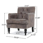 Fauteuil de club en microfibre gris-brun/ardoise, une place