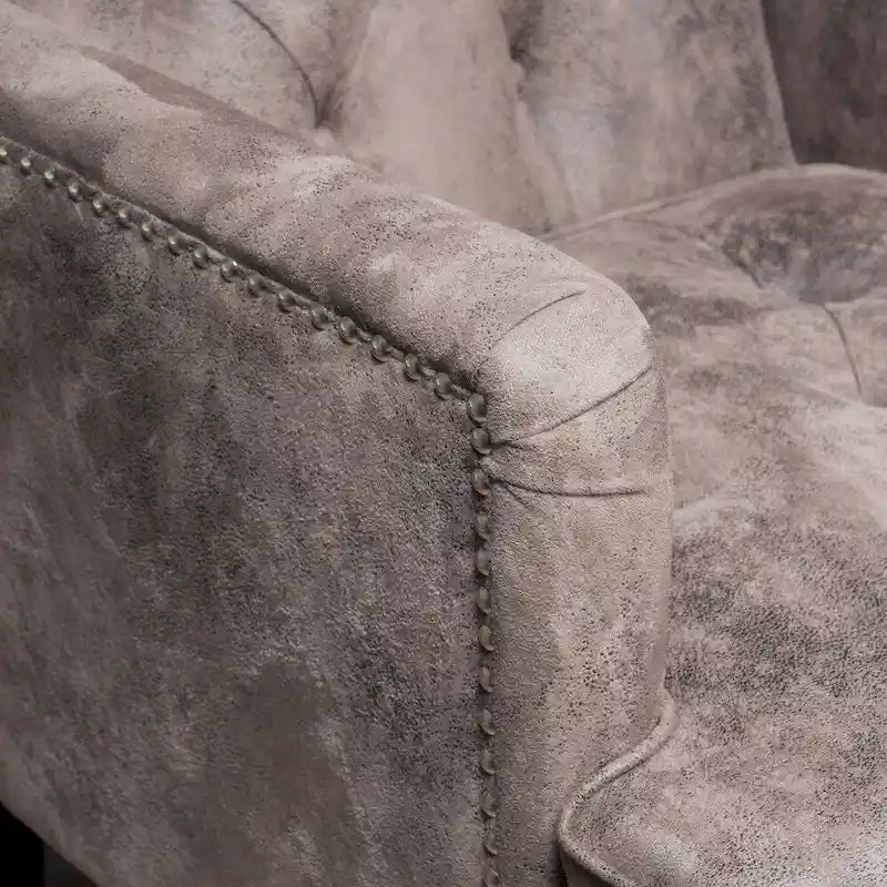 Fauteuil de club en microfibre gris-brun/ardoise, une place