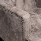Fauteuil de club en microfibre gris-brun/ardoise, une place