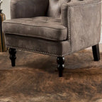 Fauteuil de club en microfibre gris-brun/ardoise, une place