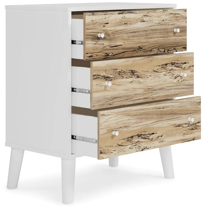 Commode à tiroirs bicolore blanc/naturel (3/4/5 tiroirs)