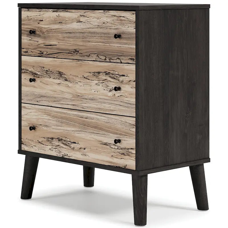 Commode à tiroirs bicolore blanc/naturel (3/4/5 tiroirs)