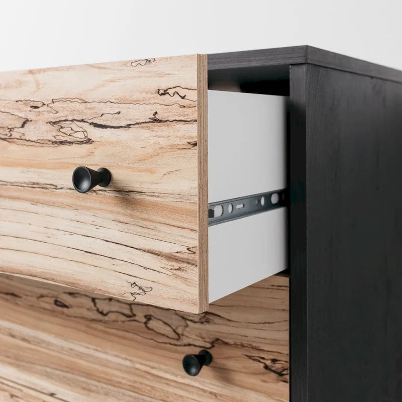 Commode à tiroirs bicolore blanc/naturel (3/4/5 tiroirs)