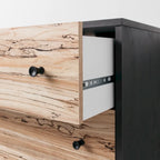 Commode à tiroirs bicolore blanc/naturel (3/4/5 tiroirs)