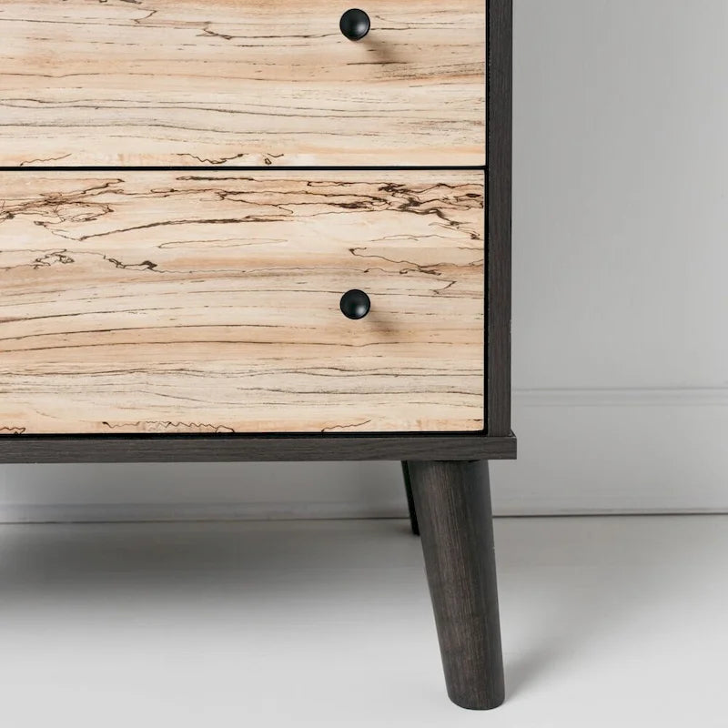 Commode à tiroirs bicolore blanc/naturel (3/4/5 tiroirs)