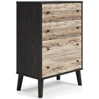 Commode à tiroirs bicolore blanc/naturel (3/4/5 tiroirs)