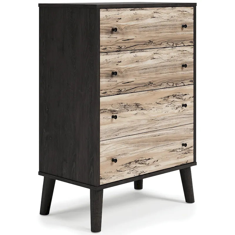 Commode à tiroirs bicolore blanc/naturel (3/4/5 tiroirs)