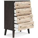 Commode à tiroirs bicolore blanc/naturel (3/4/5 tiroirs)
