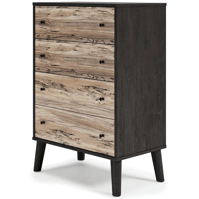 Commode à tiroirs bicolore blanc/naturel (3/4/5 tiroirs)