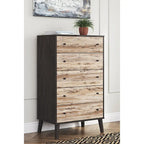 Commode à tiroirs bicolore blanc/naturel (3/4/5 tiroirs)