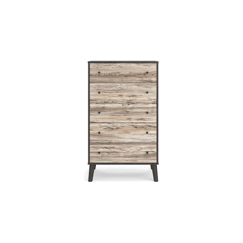 Commode à tiroirs bicolore blanc/naturel (3/4/5 tiroirs)