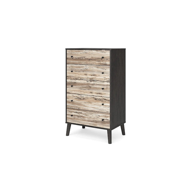 Commode à tiroirs bicolore blanc/naturel (3/4/5 tiroirs)