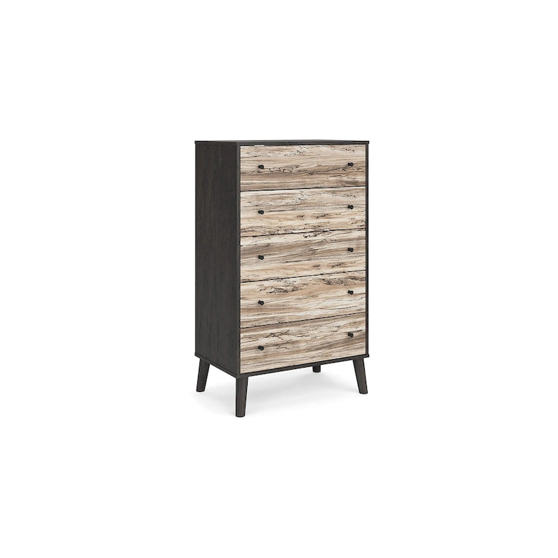 Commode à tiroirs bicolore blanc/naturel (3/4/5 tiroirs)