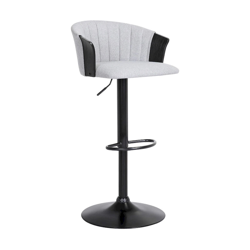 Tabouret de bar pivotant réglable en hauteur gris et noir, un seul