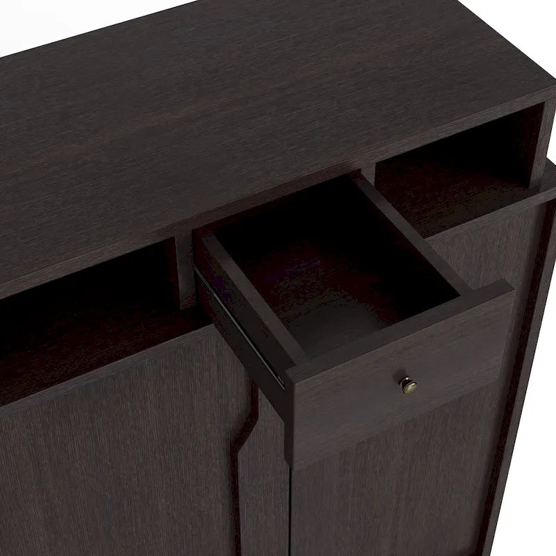 Meuble à chaussures 5 étagères avec tiroir Espresso, simple