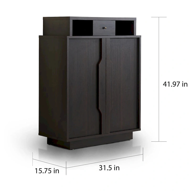 Meuble à chaussures 5 étagères avec tiroir Espresso, simple