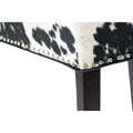 Chaise de salle à manger capitonnée à oreilles cloutée, noir et blanc, lot de 2