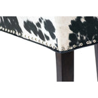 Chaise de salle à manger capitonnée à oreilles cloutée, noir et blanc, lot de 2