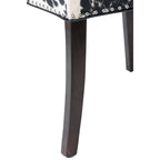 Chaise de salle à manger capitonnée à oreilles cloutée, noir et blanc, lot de 2