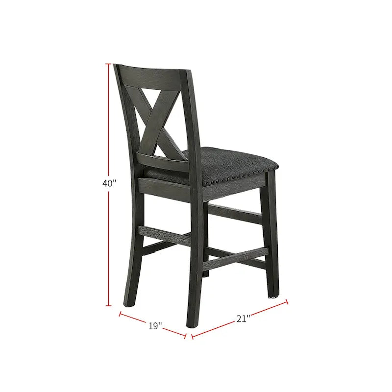 Chaises de comptoir à dossier en X gris foncé, lot de 2